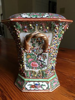China Qing Dynasty Chinese Export Rose Medallion Porcelain Bough Pot Vase 4