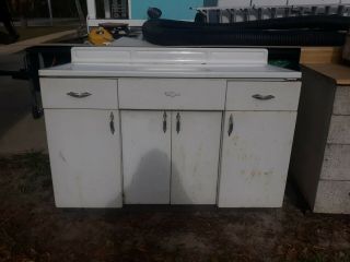 Vintage Yellow Youngstown Metal Kitchen Cabinets.  Yellow Sink In