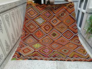 Vintage Handmade Moroccan Azilal Rug Beni Ourain Wool Carpet Berber Tribal Rug