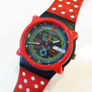 Vintage Swatch Watch " Navigator " Gb707 With Dots Guard 1987 Mario Fani Read