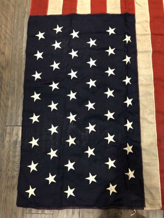 Antique Nautical American Flag 46 Stars Signed By Captain 1907 Loyal Legion 2