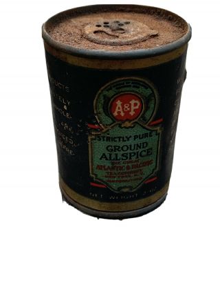 Vintage Ann Page Allspice Tall 2oz Round Spice Tin - A&p Tea Co York Ny