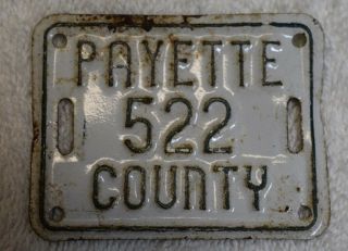 Vintage Payette County 522 License Plate Tag Idaho Bicycle Aluminum