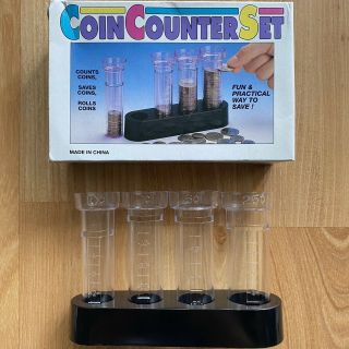 Vintage Coin Sorter Plastic Tubes & Holder Change Counter Set Box - (1994)