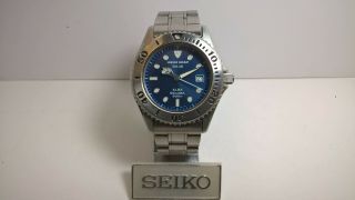 Rare Blue Seiko Alba Aqua Gear APBD075 V145 - 0J90 Solar Scuba 200m; Bracelet 3