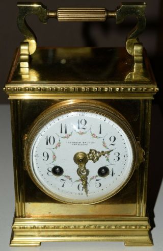 Small Antique French Gilt Brass Mantel / Carriage Clock