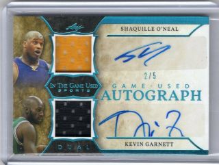 2020 - 21 Leaf Itg Dual Auto / Jersey Shaquille Oneal / Kevin Garnett 2/5