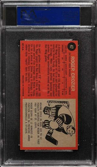 1964 Topps Hockey Roger Crozier ROOKIE RC 47 PSA 8 NM - MT 2