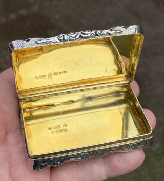 A Very Good Heavy 123.  9 Grams Early Antique Solid Silver Pocket Snuff Box,  1853.