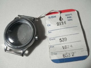 Orig.  Govt.  Tagged Ww Ii Elgin Military Wrist Watch Case / Unused/ Old Stock