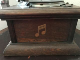 Antique Columbia Graphophone Phonograph Record Player Louvres Table - Top