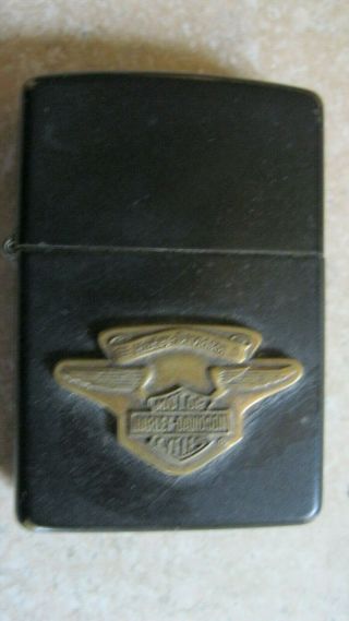 Zippo Lighter - Harley Davidson - H - D Wings - Matte Black - 1996 Never Fired