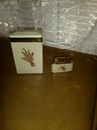 Vintage " Continetal " King Cigarette Hard Case Holder/matching Cigarette Lighter