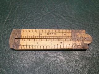 Vintage Rare Stanley Folding Ruler Caliper No.  36 Folds Out To 6” Brass,  Wood