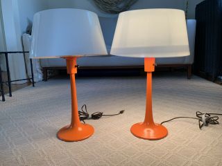 Orange Table Lamps By Gerald Thurston For Lightolier