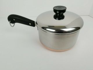 Vintage Pre - 1968 Revere Ware 1.  5 Qt Sauce Pan Pot And Lid Copper Clad Bottom