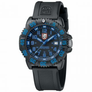 $395 Luminox Navy Seal 44mm Black/blue 200 Meter Silicone Band Swiss Watch 3053