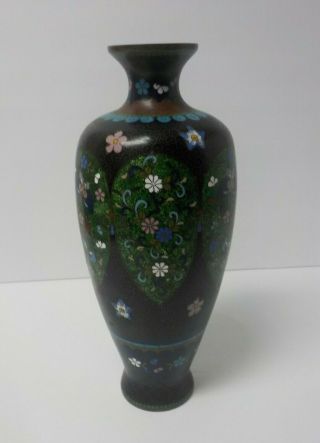 19th C.  Japanese Cloisonne Enamel On Bronze 9.  75 " Vase,  Ginbari Foil Decoration