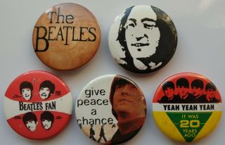 The Beatles John Lennon Vintage Button Badges Give Peace A Chance Pop