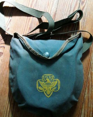 Vintage Girl Scout Mess Kit With Cover/cross Body Bag Satchel 1960s
