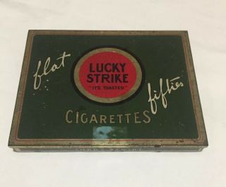 Vintage Lucky Strike Its Toasted Flat Fifties Cigarette Tin.