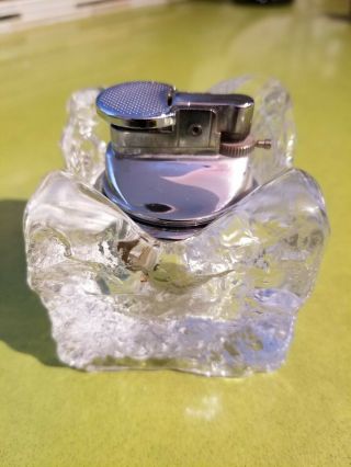 Awesome Vintage Heavy Glass & Chrome Cigar Cigarette Table Top/bar Lighter
