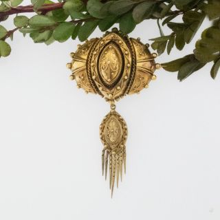 18k Yellow Gold Antique Ornate Hair Locket Morning Pin/brooch