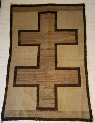 Antique Navajo Saddle Blanket Wool Rug 55 " ×37 " Native American Hand Woven Unique