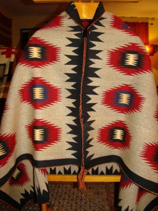 Antique Navajo Blanket Native American Rug With Blue Red White Dazzler