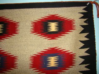 Antique Navajo Blanket Native American Rug With Blue Red White Dazzler 4
