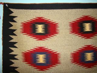 Antique Navajo Blanket Native American Rug With Blue Red White Dazzler 5