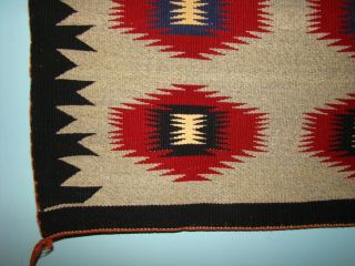 Antique Navajo Blanket Native American Rug With Blue Red White Dazzler 6