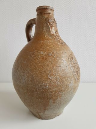 Antique Bellarmine jug Bartmannskrug 17th century German stoneware 2