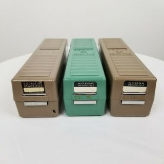 3 Vintage Kodak Ready - File Kodaslide 35mm Slide Container Storage Boxes Empty