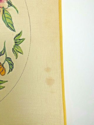 Vintage Hand Painted Su Hall Needlepoint Mid - Century Floral Canvas 3