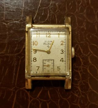Classic Tank Style 1950s Elgin 624 17j Mens Watch 10k Gold Filled Case