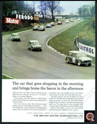 1964 Mini Cooper S Race Cars Color Photo Bmc Vintage Print Ad
