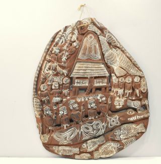Papua Guinea Story Board Kambot Village Wood Carved Relief