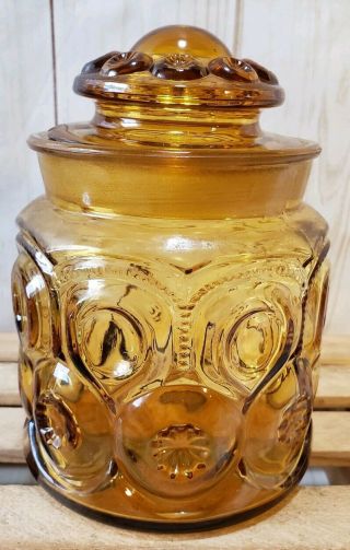Vintage Old Amber Glass Cigar Tobacco 7 " Humidor Jar