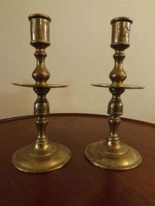 18th Century Dutch Brass Heemskerk Style Candlesticks