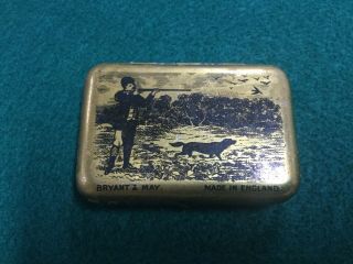 Bryant & May Antique Match Holder Shooting Sports Tin Litho Complete