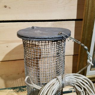 Vintage Metal Cage Chum Pot Bait - Swanky Barn 3