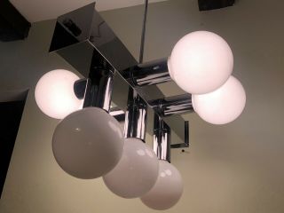 Robert Sonneman Chrome Chandelier Hanging Lamp Mid Century Modern