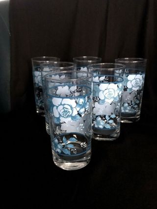 Vintage Corelle Blue Velvet Water Glasses 16oz - Set Of 6 Euc