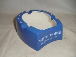 Vintage White Horse Scotch Whisky Pottery Ceramic Horseshoe Shape Ashtray