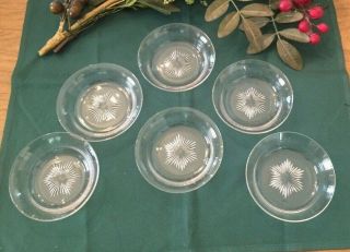 Vintage Heisey 4.  25 " Clear Glass Monkey Dipping Fruit Dish Coaster Bowl Set Of 7