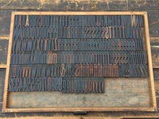 Large 3” Antique Vtg V & W Co.  Wood Letterpress Print Type Block A - Z Letters Set