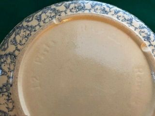 Vintage Roseville Pottery Spongeware Pasta Bowl 12 inch Stoneware RRP USA 3