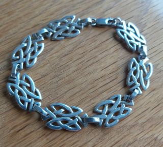 Vintage Irish Sterling Silver Celtic Design Link Bracelet Hallmarked Tgl 1999
