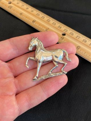 Vintage Jewelart Sterling Silver Horse Equestrian Figural Brooch Pin - 1.  75”